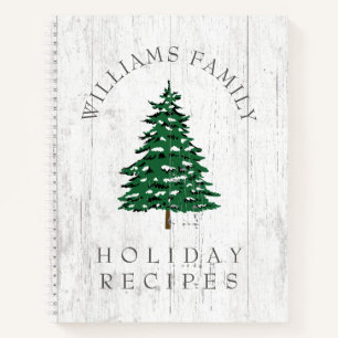 Christmas Tree Rustic Weathered Wood Family Recipe Notebook