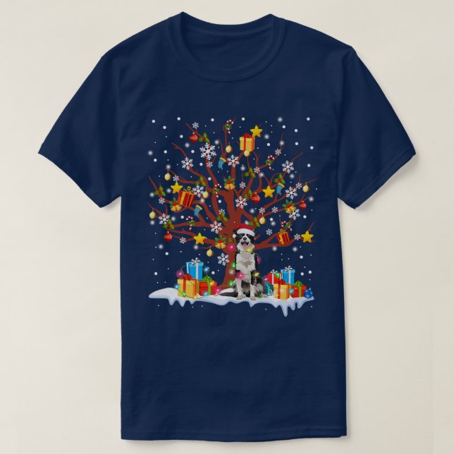 Christmas Tree Santa Border Collie Dog Lover Match T-Shirt (Design Front)