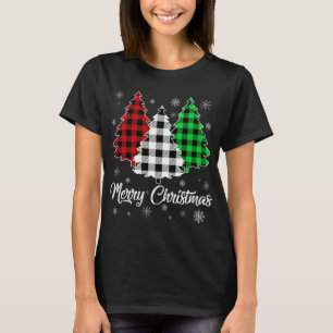 Christmas Tree Santa Buffalo Plaid Print Merry Chr T-Shirt