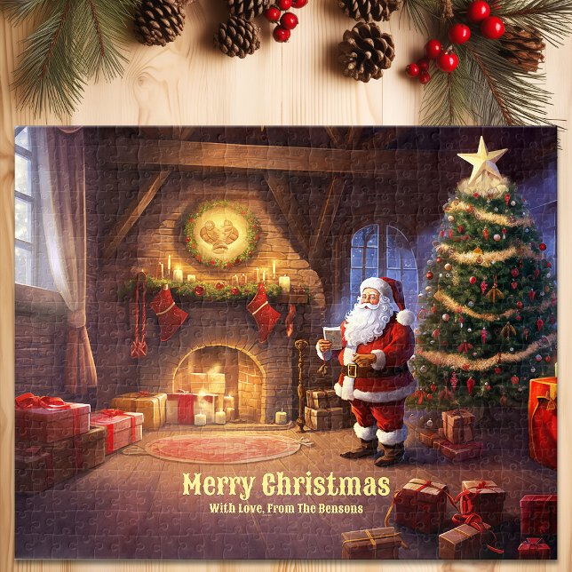 Christmas Tree Santa Clause at Home Holiday Art Jigsaw Puzzle (Christmas Tree Santa Clause at Home Holiday Art Jigsaw Puzzle)