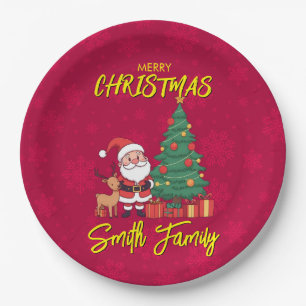 Christmas Tree Santa Clause Paper Plate
