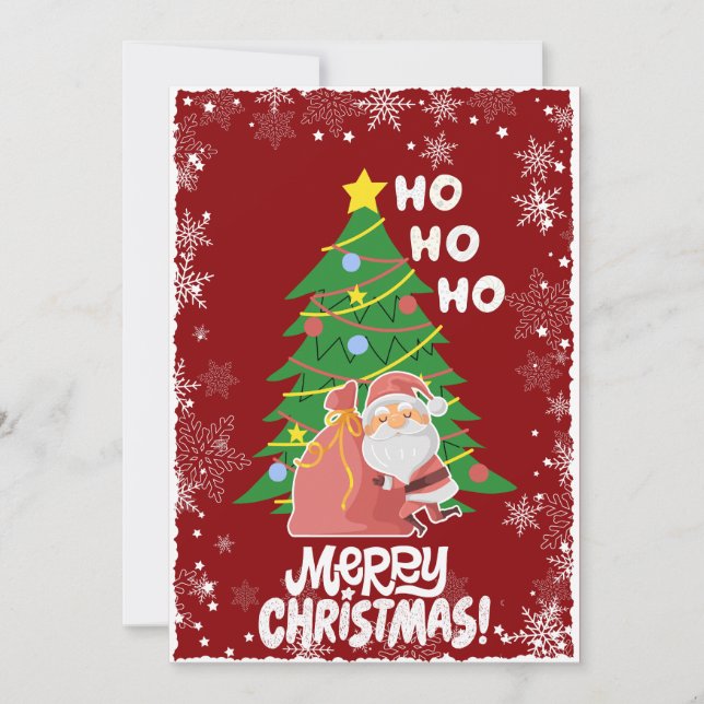 Christmas tree | Santa | customisable Holiday Card (Front)