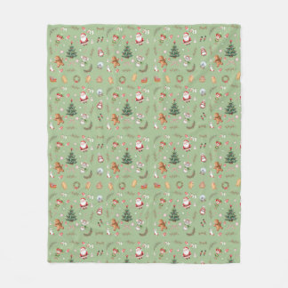 Christmas Tree Santa cute character holiday design Fleece Blanket