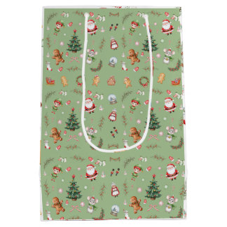 Christmas Tree Santa cute character holiday design Medium Gift Bag