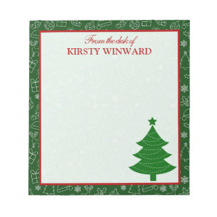 Christmas Tree, Santa Hat and Presents Pattern Notepad