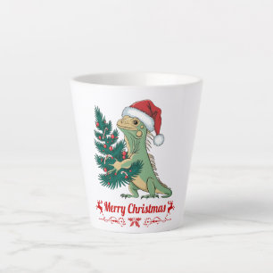 Christmas Tree Santa Iguana Latte Mug
