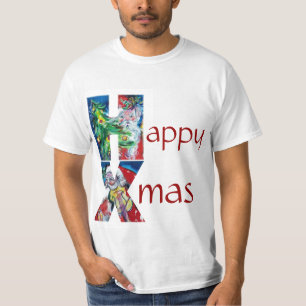 CHRISTMAS TREE SANTA  PLAYING VIOLIN XMAS MONOGRAM T-Shirt