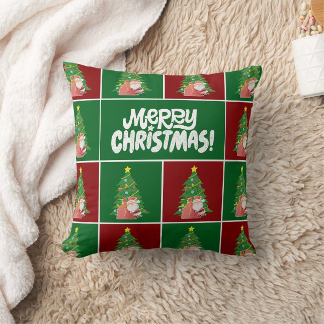 Christmas tree | Santa | red green Cushion (Blanket)