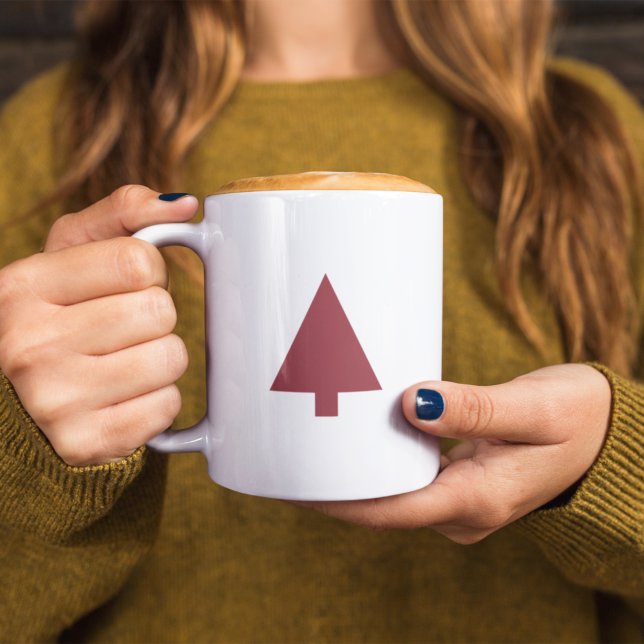 Christmas Tree | Scandi Minimalist Simple Burgundy Coffee Mug (Creator Uploaded)