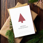 Christmas Tree | Scandi Minimalist Simple Burgundy Holiday Card<br><div class="desc">Minimalist, bold and simple christmas tree silhouette design custom holiday card in a 'scandi' scandinavian design style. The modern, minimal and bold design stands out from traditional christmas designs and is the perfect choice for the festive season. The card can easily be personalized with your own greeting, names, year and...</div>