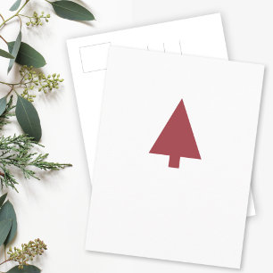 Christmas Tree Scandi Minimalist Simple Burgundy Postcard