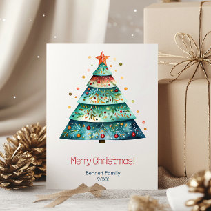 Christmas tree Scandinavian family holiday card
