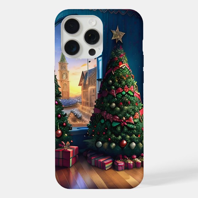 Christmas Tree Scene Landscape iPhone Case (Back)