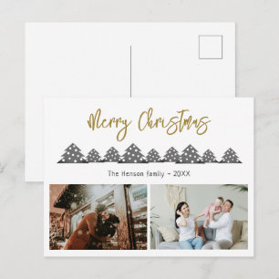Christmas Tree Script Family 2 Photo Holiday Postcard