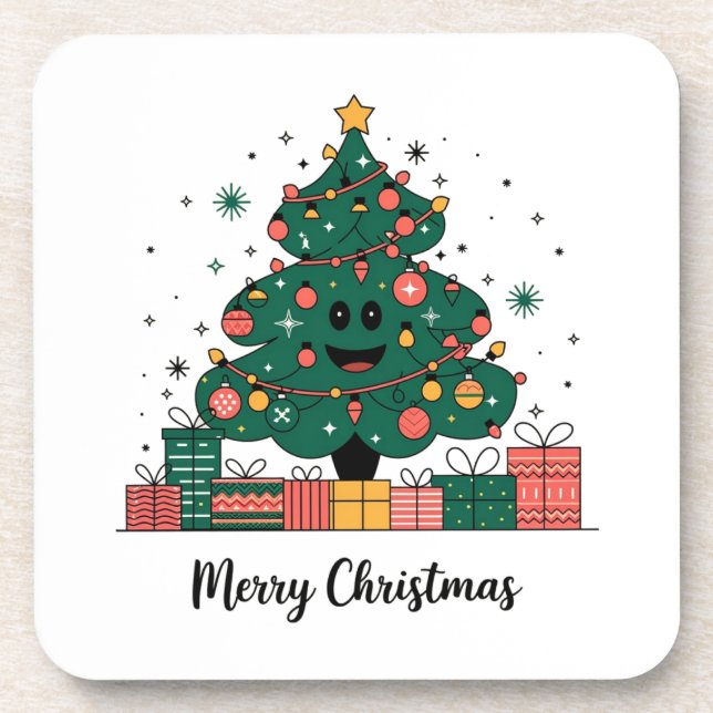 Christmas tree Season greetings Coaster (Front)