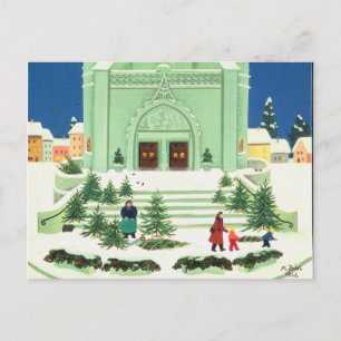 Christmas Tree Selling 1988 Holiday Postcard