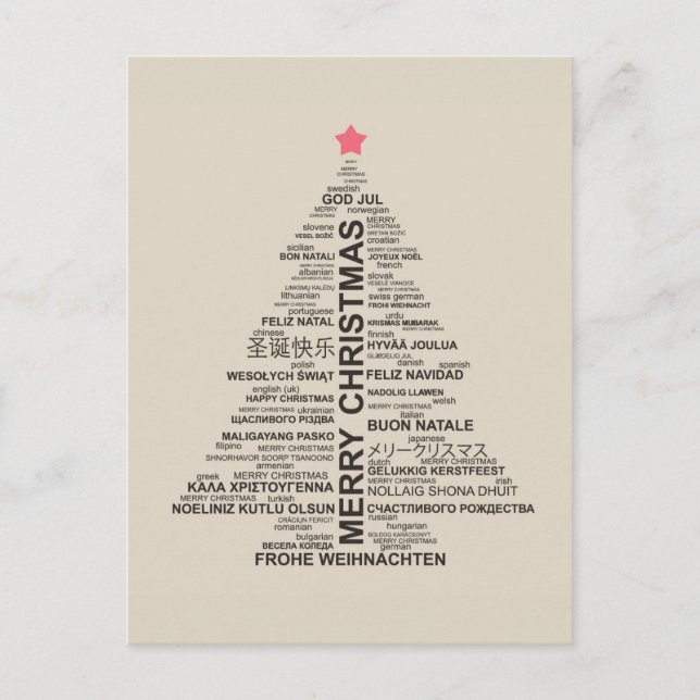 Christmas Tree Shape From Letters Holiday Postcard (Front)