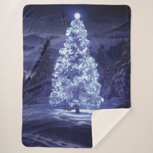 Christmas Tree Sherpa Blanket