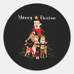Christmas Tree Shiba Inu Lover Xmas Dog Owner New Classic Round Sticker