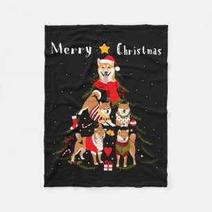 Christmas Tree Shiba Inu Lover Xmas Dog Owner New Fleece Blanket