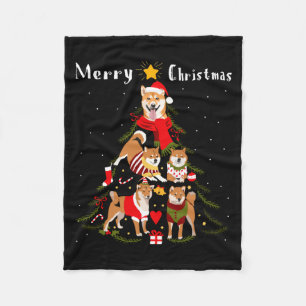 Christmas Tree Shiba Inu Lover Xmas Dog Owner New Fleece Blanket