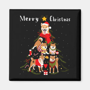 Christmas Tree Shiba Inu Lover Xmas Dog Owner New  Magnet