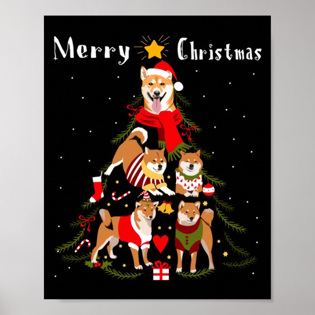 Christmas Tree Shiba Inu Lover Xmas Dog Owner New  Poster (Front)