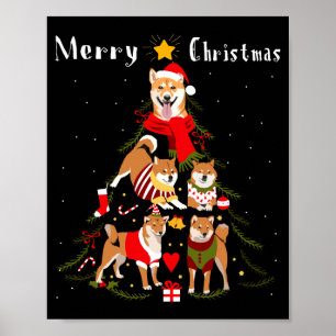 Christmas Tree Shiba Inu Lover Xmas Dog Owner New  Poster