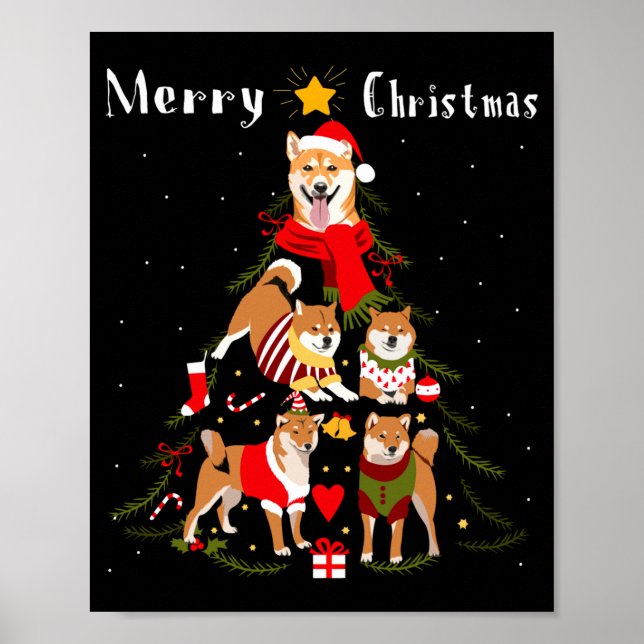 Christmas Tree Shiba Inu Lover Xmas Dog Owner New  Poster (Front)