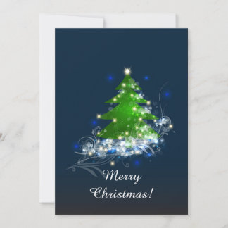 Christmas Tree Shiny Floral Gift Flat Holiday Card