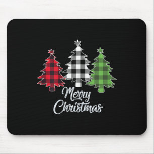 Christmas Tree Shirt Women Red Buffalo Plaid Chris Mouse Pad