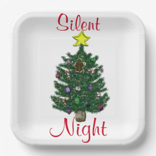 Christmas Tree Silent Night Paper Plate