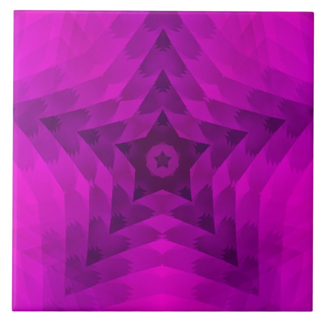 Christmas Tree Silhouette & Purple Star Gradient Ceramic Tile (Front)