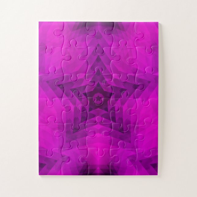 Christmas Tree Silhouette & Purple Star Gradient Jigsaw Puzzle (Vertical)
