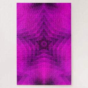 Christmas Tree Silhouette & Purple Star Gradient Jigsaw Puzzle