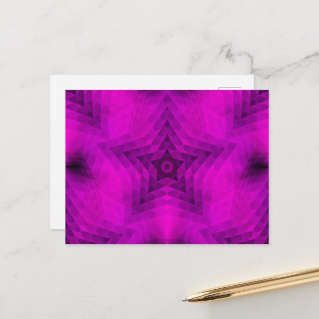 Christmas Tree Silhouette & Purple Star Gradient Postcard (Front/Back In Situ)