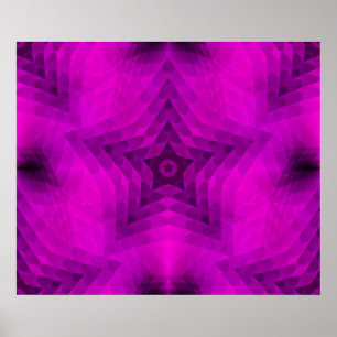 Christmas Tree Silhouette & Purple Star Gradient Poster