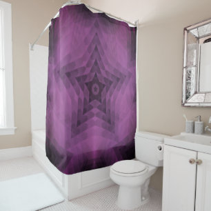 Christmas Tree Silhouette & Purple Star Gradient Shower Curtain