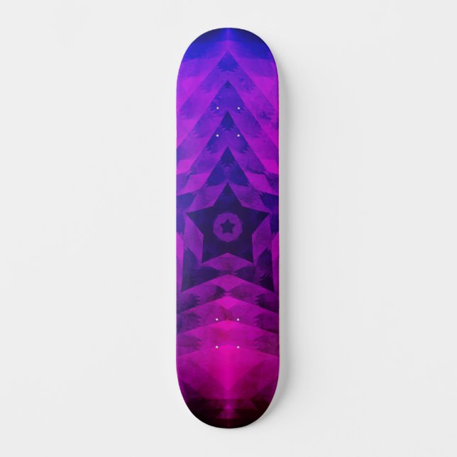 Christmas Tree Silhouette & Purple Star Gradient Skateboard (Front)