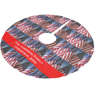 Christmas Tree Skirt, American Flags, Personalised Brushed Polyester Tree Skirt