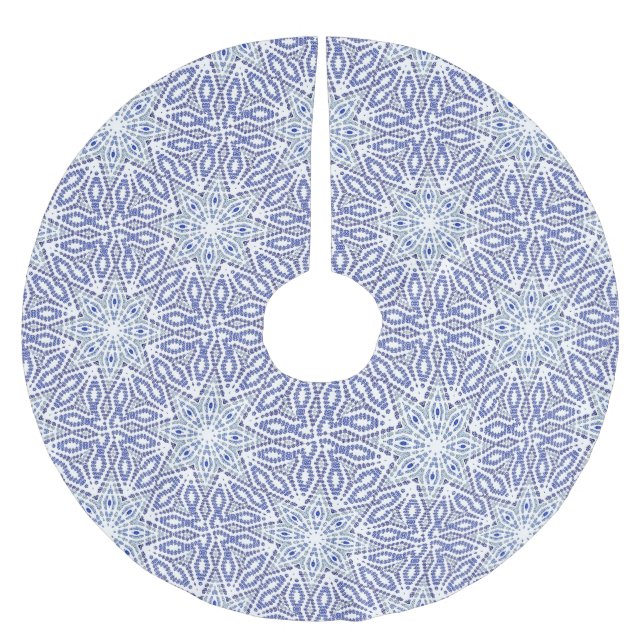 Christmas Tree Skirt Blue White Star Pattern (Front)