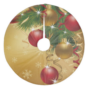 Christmas Tree Skirt/Christmas Ornaments Fleece Tree Skirt