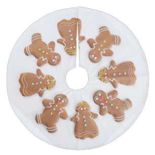 Christmas Tree Skirt/Ginger Bread  Man Wreath Fleece Tree Skirt