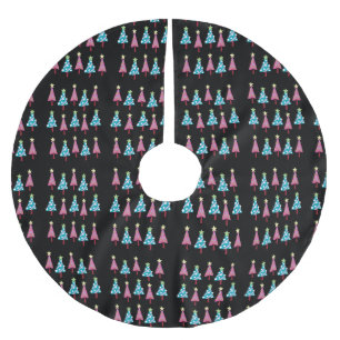 Christmas Tree Skirt Pink & Blue Black