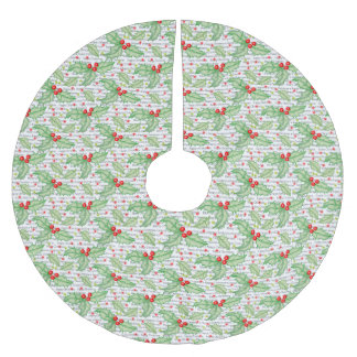 Christmas Tree Skirt/Pointsettias Brushed Polyester Tree Skirt
