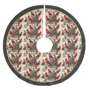 Christmas Tree Skirt Red Cardinals