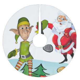 Christmas Tree Skirt Santa Golfing