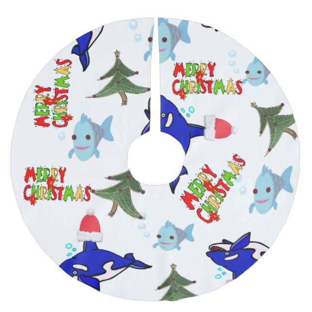 Christmas Tree Skirt Shark Fish  (Front)