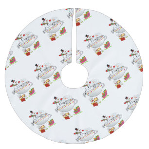 Christmas Tree Skirt Snowman 