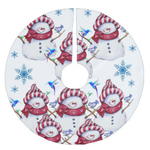 Christmas Tree Skirt White Snowman